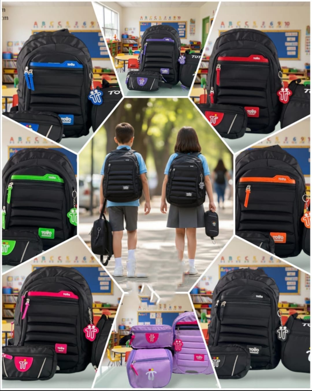 Mega Kit Escolar Totto (Morral + Lonchera + Cartuchera)