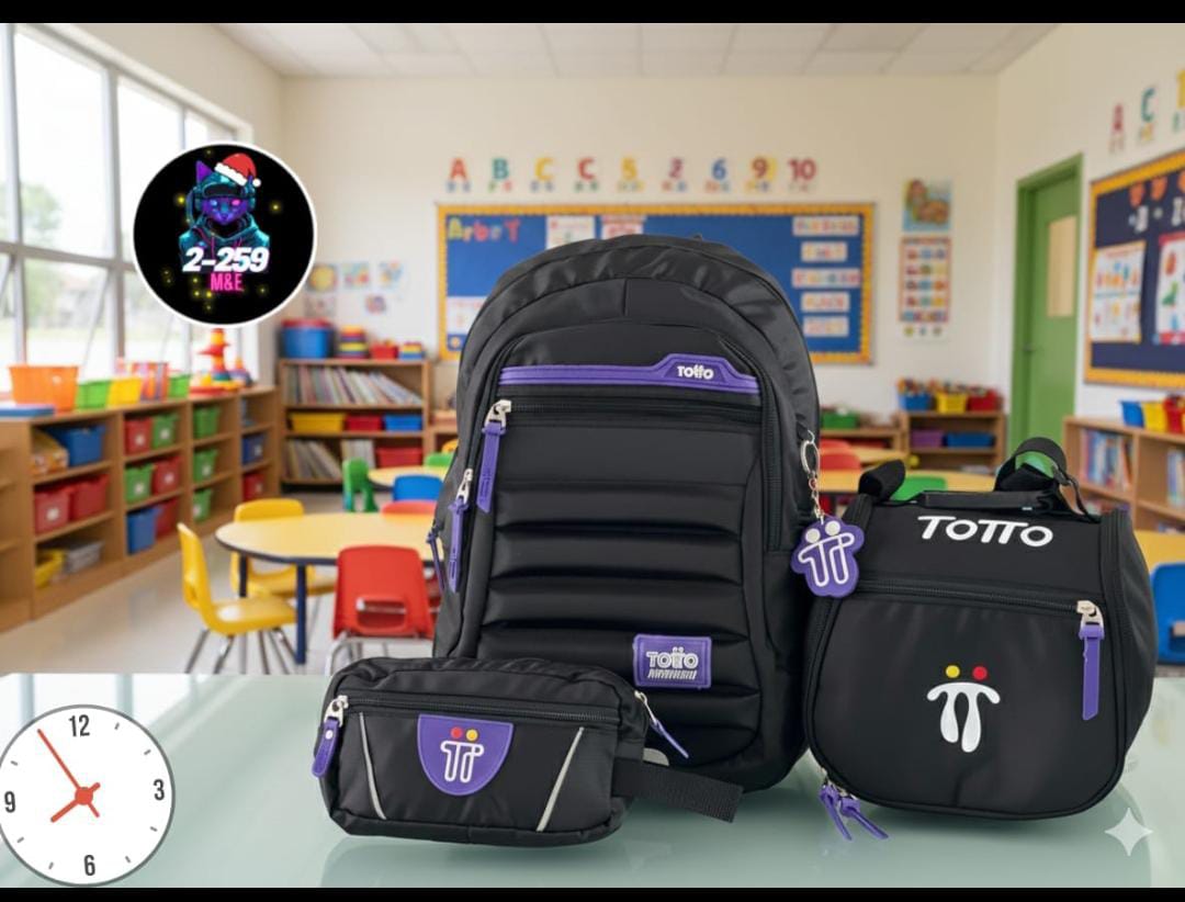 Mega Kit Escolar Totto (Morral + Lonchera + Cartuchera)